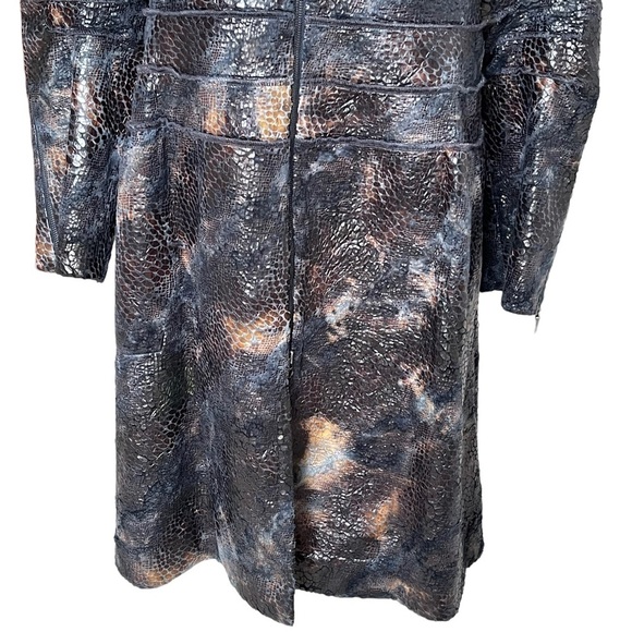 Linda Lundstrom Women’s Reptile Snake Skin Embossed Coat Plus Size 16 Zip Detail - Picture 3 of 9